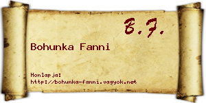Bohunka Fanni névjegykártya