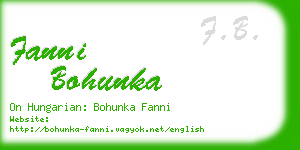 fanni bohunka business card